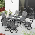Pamapic 7-Piece Patio Dining Furniture Set with Swivel Chairs, Outdoor Table & 6 Textilene Chairs for Garden, Backyard, Pool, Deck, Gray