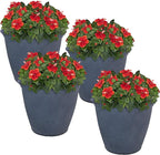 Sunnydaze 20-Inch Anjelica Large Plastic Pot for Plants - Outdoor Double-Walled Large Plastic Planter with Drillable Drainage Holes - Slate - 4pk