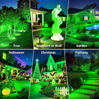 T-SUNUS Green Solar Spot Lights Outdoor 2 Pack, IP65 Waterproof Garden Spotlights Auto On/Off for St Patricks Day Halloween Christmas, Security Landscape Spotlight for Tree Patio Yard Driveway Pond