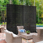 Decorative Metal Privacy Fence, Black Louvered, 5 Panels, 72 in Tall