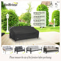 Sofa Cover for 2-Seat Patio Loveseat, Black Waterproof 600D Oxford