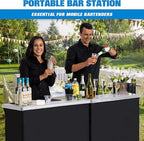 GoBar Portable Double Bar Table Set - Mobile Bartender Station for Events - Includes Carrying Case - Standard or LED