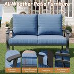 HOMREST Outdoor Loveseat Aluminum Patio Furniture Sofa, All-Weather Metal Outdoor Couch with Cushions, Blue