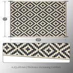 SAND MINE Reversible Mats, Plastic Straw Rug, Modern Area Rug, Large Floor Mat and Rug for Outdoors, RV, Patio, Backyard, Deck, Picnic, Beach, Trailer, Camping, Black & Beige, 6' x 9'