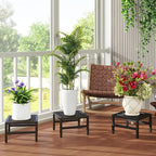 IBUYKE 3 Pack Metal Plant Stand Indoor Outdoor, Heavy Duty Small Flower Pot Stand, Modern Square Plant Shelf Flower Stand for Living Room Patio Balcony Garden, Black TMJ075B-3