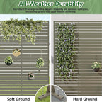 Casaphoria Metal Privacy Screen Outdoor, 72" H x 47" W Freestanding Decorative Privacy Screen for Patio Deck Balcony Garden with Stable Base, Grey-Benjamin
