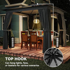 Outsunny 10' x 10' Outdoor Patio Gazebo, Heavy Duty Gazebo Canopy Shelter with Double Roof, Curtains, Netting, Steel Frame, UPF30+ Protection, Ceiling Hook for Lawn, Backyard, Deck, Dark Gray