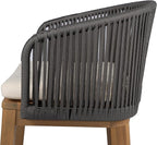 Christopher Knight Home Zax Set of 2 Patio Barstool, Acacia Wood & Rope Outdoor Counter Stool with Backrest/Footrest, Barstool Chairs with Cushion Seating for Backyard Balcony Garden, Beige+Gray+Teak