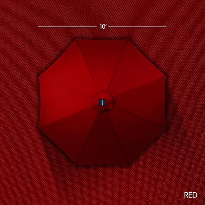 Best Choice Products 10ft Solar LED Offset Cantilever Hanging Market Patio Umbrella, Smooth 360° Rotation, 8 Sturdy Ribs, Easy Adjustment - Red