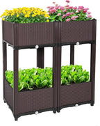 D'vine Dev Raised Beds - Elevated Garden Box with Drainage Plug, Standing Planter Beds for Vegetable/Flower/Herb Gardening Kit, RGB-4