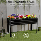 Vengarus Galvanized Raised Garden Bed Outdoor with Legs,48×18×30in Metal Elevated Raised Planter Box for Backyard, Patio, Balcony, 300lb Capacity,Black(2PCS)