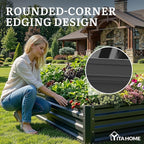 YITAHOME 6x3x1ft 2pcs Large Raised Garden Bed Kit, Galvanized Metal Planter Box with Gloves, Ground Nails, Support Rod, Outdoor Above Ground Planters for Plants Vegetables Flowers, Black
