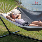 Double Hammock with Stand, Quick Dry Hammock with 12FT Stand for Outside, Poolside, 450 Lbs Capacity, Dark Grey