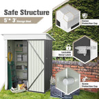 Storage Shed, 5 x 3 FT Galvanized Metal with Lockable Door in Gray