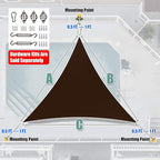 Amgo 14' x 14' x 14' Brown Triangle Sun Shade Sail UPF50+ Canopy Awning AGSLT, 95% UV Blockage, Water & Air Permeable, 200GSM Heavy Duty Commercial and Residential (We Make Custom Sizes)