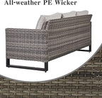 Belord Wicker Patio Furniture 5 Piece Outdoor Sofa Set, Oversize Outdoor Dining Chairs with Rattan Ottomans, Conversation Sets Patio Furniture Come with Removable Washable