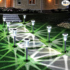 Solar Outdoor Lights, 10 Pack Waterproof Stainless Steel Solar Stake Lights for Pathway Garden Yard Path Walkway Driveway Lawn Patio Outside Decor, Cool White