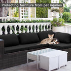 Outdoor Cushion Covers, 8-Piece Black Set with Water-Repellent Polyester Blend
