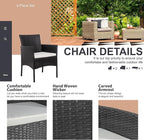 Shintenchi 4 Piece Outdoor Patio Furniture Sets, Small Wicker Patio Conversation Furniture Rattan Chair Set with Tempered Glass Coffee Table for Backyard Porch Garden Poolside Balcony,Black