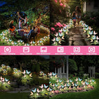 Solar Garden Lights 4 Pack Waterproof Decorative Solar Lights Outdoor with Glowing Stems,7-Color Changing ‎Fiber Optic Butterfly Light for Outside Yard Lawn Garden Decor, Gifts for Women