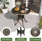 30.31" Outdoor Patio Dining Table, Cast Aluminum Patio Bistro Table, Round Patio Metal Table, Patio Furniture Set with 2.36" Umbrella Hole for Balcony Lawn Garden Backyard