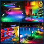LANSOW 12 Pack Solar Spot Lights Outdoor Color Changing, 7 Modes Waterproof Solar Christmas Landscape Spotlights, LED Solar Powered Flood Lights for Yard Garden Pathway Outside Halloween, Auto ON/Off