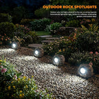 Solar Rock Lights Outdoor – 2 Pack Waterproof LED Landscape Garden Spotlights, Realistic Stone Design, Wireless Solar Powered Pathway Lights for Yard, Walkway, Patio & Lawn Decoration (Auto On/Off)