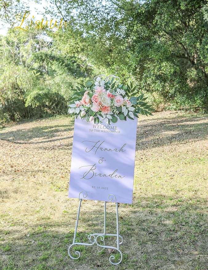 Artificial Flowers Wedding Arch Swag, Champagne and Pink Silk, 40 Inch