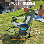 Portal Outdoor Rocking Chair Camping Folding Portable Rocker with Cup Holder Side Pocket Carry Bag, Support 350LBS (Mesh Green), 2 Pack