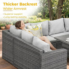 Wisteria Lane 7 Piece Patio Furniture Set, Wicker Patio Sectional with Wide Armrest, All Weather Outdoor Dining Set, Outdoor Furniture Patio Conversation Set with Ottoman, Ash Gray