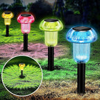 Easter Solar Pathway Lights Outdoor Decorative 4 Pack, 4 color LED Mushroom Solar Lights Outdoor Waterproof Solar Powered Decor for Yard Driveway Patio, Valentines Day Halloween Christmas Garden Decor