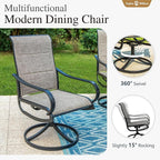 Sophia & William Patio Dining Set 7 Pieces, 6 x Patio Dining Swivel Chairs Padded with 1 Umbrella Table, Outdoor Table and Chairs for Lawn Garden