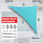 Amgo Custom Size 11' x 15' x 18.6' Turquoise Triangle Sun Shade Sail Order to Make Canopy Awning UPF50+ AGSLT, 95% UV Blockage, Water & Air Permeable, 200GSM Commercial Standard (We Customize)