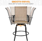 Yaheetech Patio Swivel Bar Stools Outdoor Chairs Set of 6 Outdoor High Bistro Stools Outdoor Furniture, All-Weather Patio Stools for Outside, Beach, Lawn, Poolside and Garden, Black/Brown