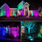 SUNVIE 12 Pack RGBW Color Changing Landscape Lights with 300W Low Voltage Landscape Transformer 12-24V LED Landscape Lighting Kit Waterproof Multicolor Spotlights for Christmas House Yard Tree Garden