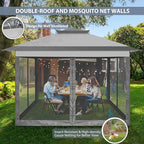 COBIZI 11x11 Pop Up Gazebo One-Push Canopy Tent, Carpas Para Patio, Outdoor Canopy Shelter with Double Roof Ventiation 121 Square Feet of Shade for Lawn, Garden, Backyard and Deck, Gray (Upgraded 2.0)