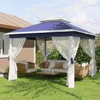 11'x11 Pop-Up Gazebo, Instant Outdoor Canopy Tent with Mosquito Nettings, Durable Steel Frame, Water, and UV Proof, for Patio, Garden, Courtyard, Party (Blue)