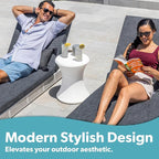 Coast Modern Outdoor Side Table - Lounger Table for Inside Pool or on Patio - All-Weather Furniture for Sun Shelf Up to 15" – White
