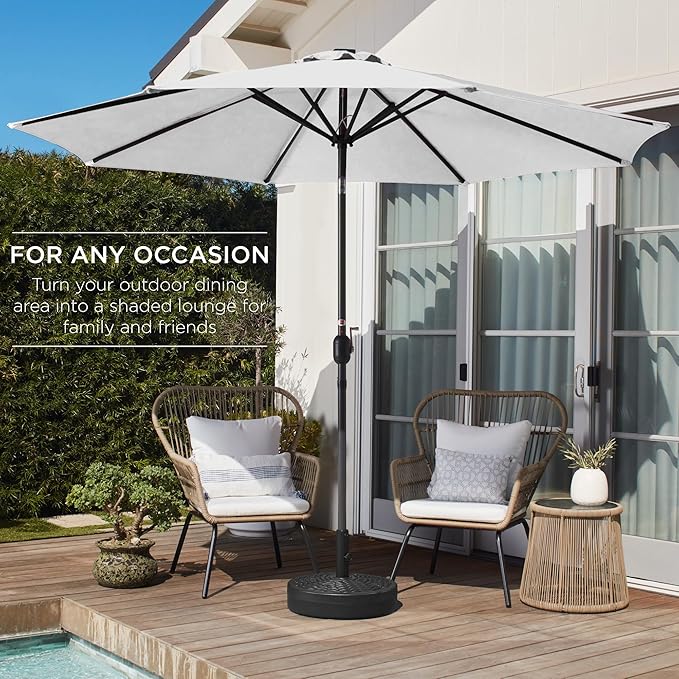 Best Choice Products 10ft Outdoor Table Compatible Steel Polyester Market Patio Umbrella w/Crank and Easy Push Button Tilt