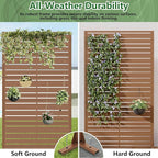 Casaphoria Metal Privacy Screen Outdoor, 72" H x 35" W Freestanding Decorative Privacy Screen for Patio Deck Balcony Garden with Stable Base, Brown-Benjamin