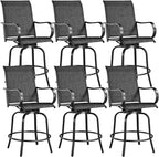 Yaheetech Patio Swivel Barstools Outdoor Chairs Set of 6, High Bistro Stools Outdoor Furniture, All-Weather Patio Stools for Outside, Beach, Lawn, Poolside and Garden, Black