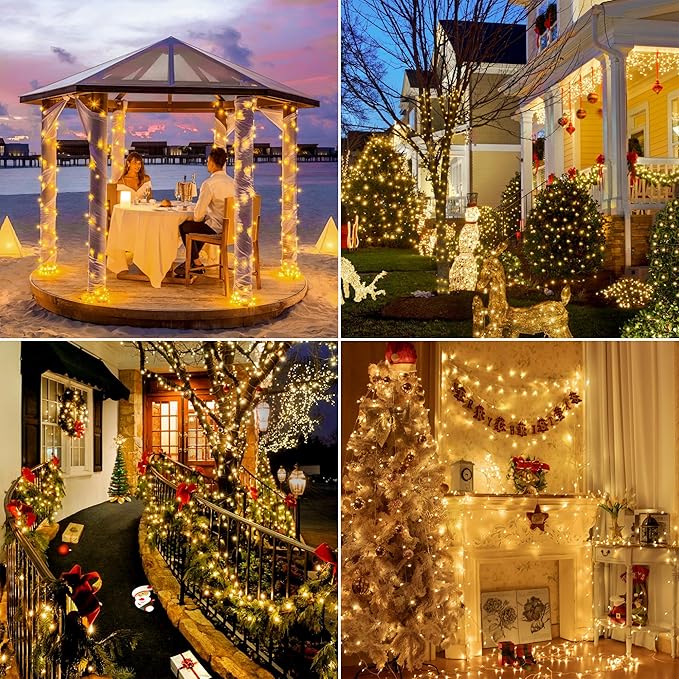 String Lights 196 FT with 600 LEDs, Warm White, Waterproof