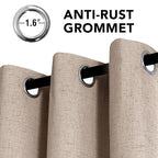 H.VERSAILTEX Linen Curtains 100% Blackout Curtains for Bedroom 84 inch Long Full Light Blocking Nature Linen Blended Window Curtains for Living Room Nickel Grommet (2 Panels, Heathered Sand)