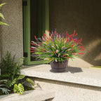 Artificial Faux Plants Flowers for Outdoor Decorations, Fake Monkey Grass for Outside Porch Patio, No Fade Realistic Greenery Plant, UV Resistant Artificial Bush Shrubs for Courtyard Window Garden