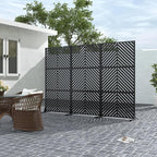 Casaphoria Metal Privacy Screen Outdoor, 72" H x 35" W Freestanding Decorative Privacy Screen for Patio Deck Balcony Garden with Stable Base, Black-Parallel