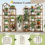 EnHomee Plant Stand Indoor Plant Stands Outdoor Tall Plant Shelf for 19-25 Pots Corner Tiered Plants Stands for Multiple Plants Wood Hanging Plants Holder for Garden Balcony Patio Window Porch