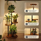 Bamworld Plant Stand with Grow Lights Indoor Plant Stand Tall Metal Wood Plant Shelf Outdoor Corner Plant Stands Indoor Plant Table Rack 5 Tier Tier Plant Stand Garden Accessories for Living Room Balcony Patio