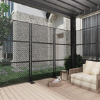Casaphoria Metal Privacy Screen Outdoor, 72" H x 35" W Freestanding Decorative Privacy Screen for Patio Deck Balcony Garden with Stable Base, Jason- Black