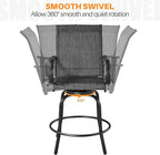 Yaheetech Patio Swivel Bar Stools Outdoor Chairs Set of 2 Outdoor High Bistro Stools Outdoor Furniture, All-Weather Patio Stools for Outside, Beach, Lawn, Poolside and Garden, Black