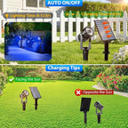 T-SUNUS Solar Spot Lights Blue Metal Outdoor Christmas Spotlights with 9.8ft Cable, IP65 Waterproof Separated Panel for Yard Driveway Pathway Pool Tree Patio Landscaping Wall Flag Trees Halloween